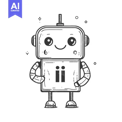Aset premium populer: Hand-Drawn Illustration of a Cute Robot with Big Eyes and a Smile
