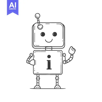 Popular premium asset: Cartoon Robot with Information Sign