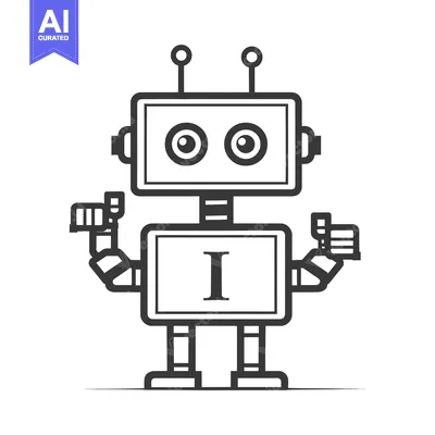 Aset premium populer: A Simple Black and White Outline Robot Illustration