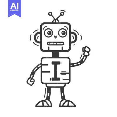 Premium design asset: Cartoon robot with a letter "I" on its chest