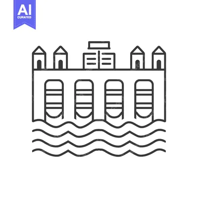 Aset premium populer: Line art illustration of a dam over water
