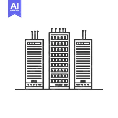 Aset premium populer: Three Tall Buildings Cityscape Simple Line Art Design