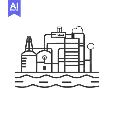 Aset premium populer: Industrial Refinery Complex Situated Beside Waterway