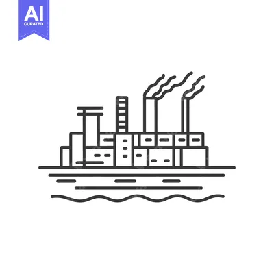 Premium design asset: Industrial Factory Building Situated Beside Water