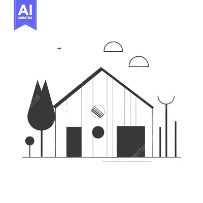 Aset desain premium: Modern House Design Minimalist Architectural Illustration