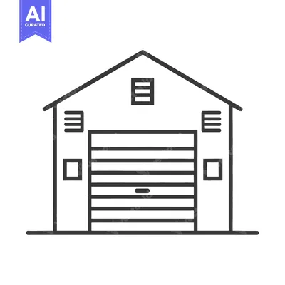 Popular premium asset: Simple Line Drawing of a Garage Building