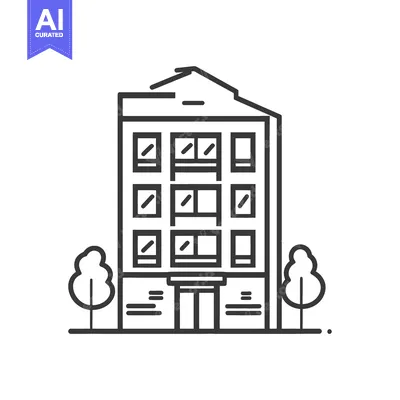 Aset desain premium: Apartment Building Illustration With Trees