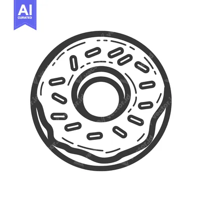 Aset premium populer: A Simple Line Drawing Of A Glazed Donut