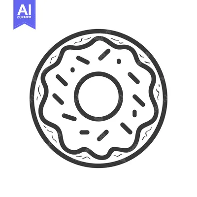Aset desain premium: A Sprinkled Donut Icon Line Drawing Illustration