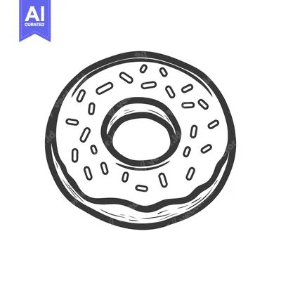 Premium design asset: A Sprinkled Donut Illustration In Black And White