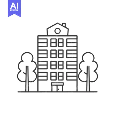Aset premium populer: Apartment Building with Two Trees in Front