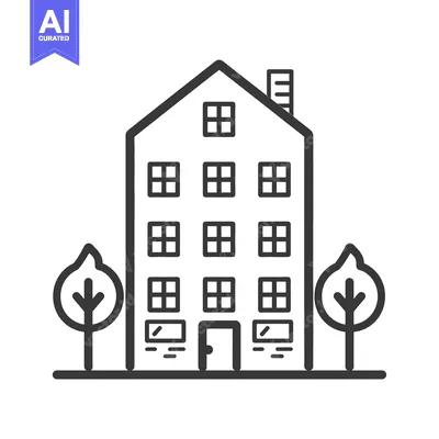 Aset premium populer: A Simple Line Drawing of a Building with Trees
