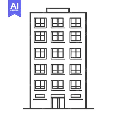 Aset desain premium: Simple Line Drawing Of A Multi Story Building