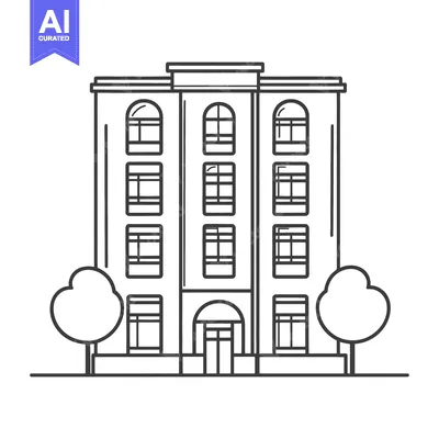 Aset premium populer: Apartment Building Illustration With Trees