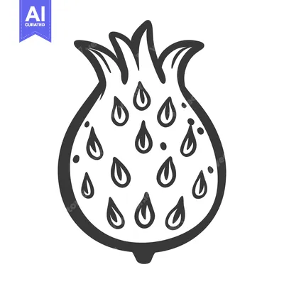 Aset desain premium: A Simple Line Drawing Of A Pomegranate Fruit