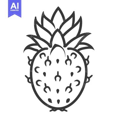 Aset premium populer: Stylized Line Drawing Of A Pineapple Strawberry Hybrid