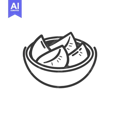 Aset desain premium: Bowl of Delicious Crescent Shaped Dumplings