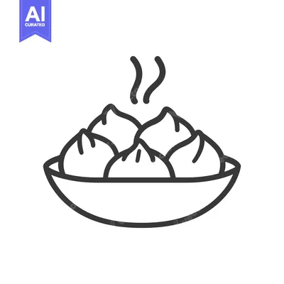 Aset premium populer: Steaming dumplings served in a bowl of food