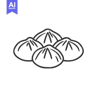 Premium design asset: A Simple Line Drawing Of Four Bao Buns