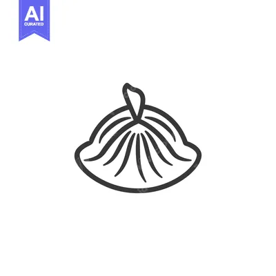 Popular premium asset: Line art drawing of a single khinkali dumpling