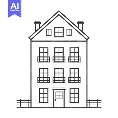 Popular premium asset: Simple Line Drawing Of A Three Story House
