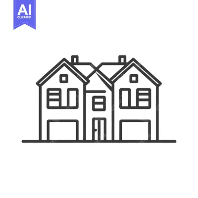 Aset desain premium: Line drawing of a double attached house
