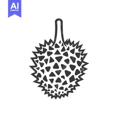 A simple line drawing of a durian fruit