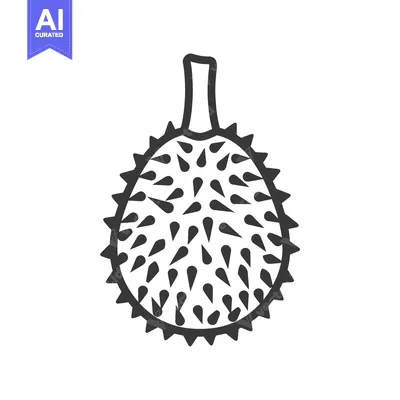 Line art drawing of a durian fruit