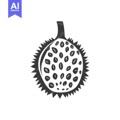 A stylized graphic illustration of a durian fruit