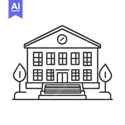 Aset premium populer: A Simple Line Drawing of a Public Building