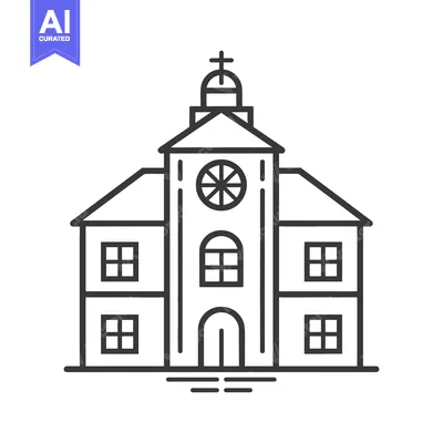 Aset premium populer: Simple Line Drawing Of A Church Building