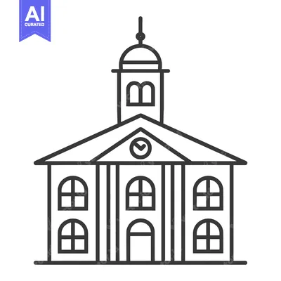 Premium design asset: Line drawing of a classical style government building