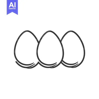 Premium design asset: Three Eggs In A Simple Line Drawing