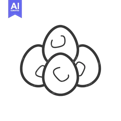 Premium design asset: Three Eggs Stacked Together Simple Line Art