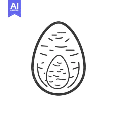 Line art illustration of a halved avocado