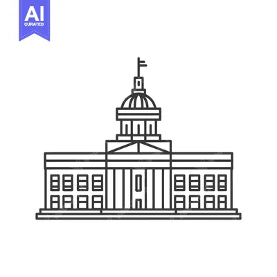 Aset premium populer: Line drawing of a classical government building