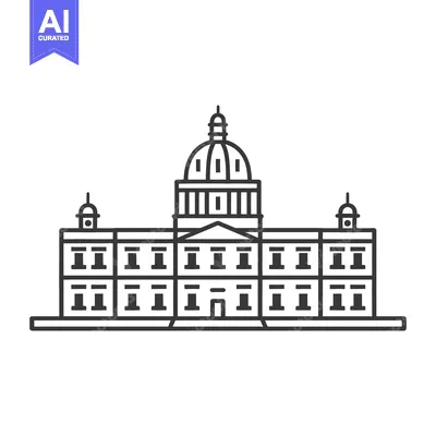 Classic Government Building Architectural Line Drawing