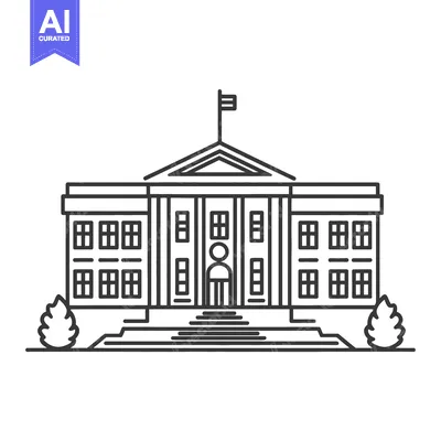 Classic Government Building Line Art Illustration