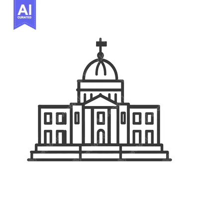 Line drawing of a grand government building