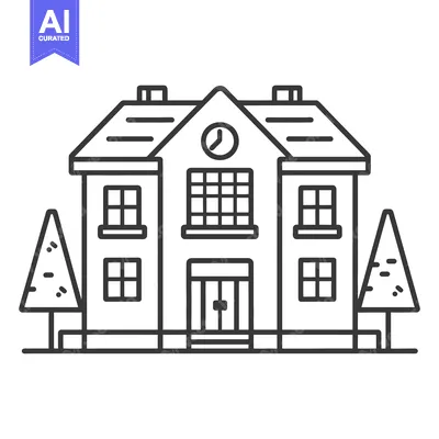 Aset desain premium: Line art illustration of a classical style building