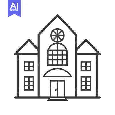 Aset premium populer: A Simple Line Drawing Of A Large House