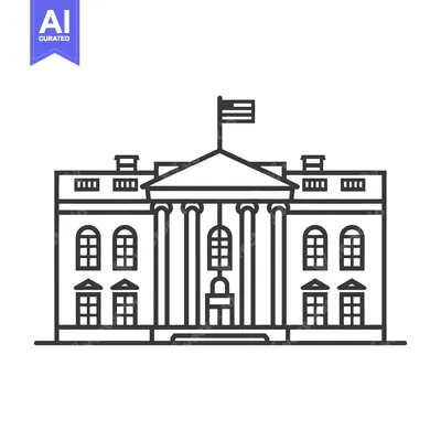 Line Art Illustration of the White House