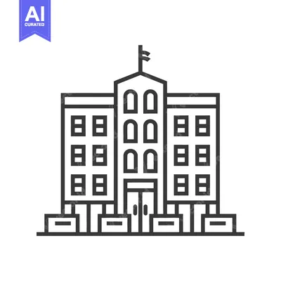 A Simple Line Drawing Of A Large Building