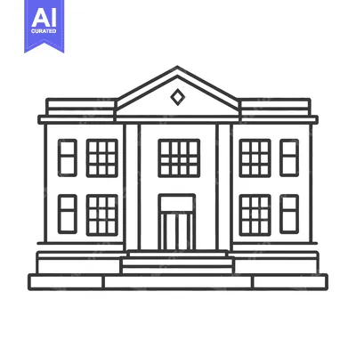 Aset premium populer: Classic Building Architectural Line Drawing Illustration