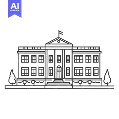 Line drawing of a grand government building