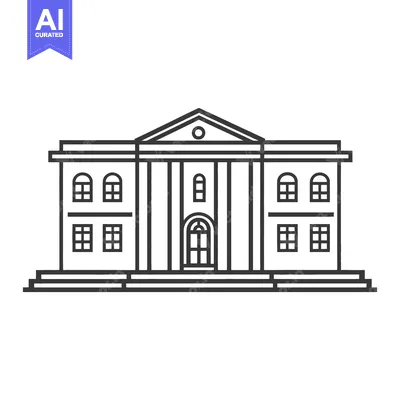 Aset premium populer: Classic Building Architectural Line Drawing Design