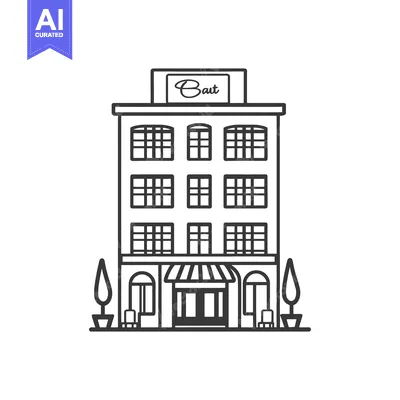 Aset premium populer: A Simple Line Drawing Of A Multi Story Building