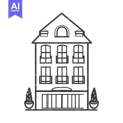 Aset premium populer: Elegant Three Story Building With Balconies And Plants
