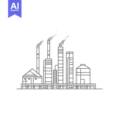 Aset premium populer: Industrial Complex Line Art Factory Building Illustration