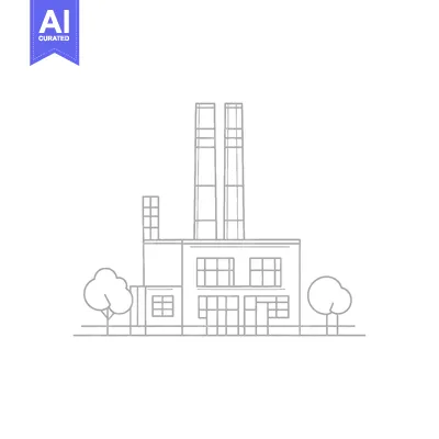 Popular premium asset: Simple Line Drawing Of A Factory With Two Tall Stacks